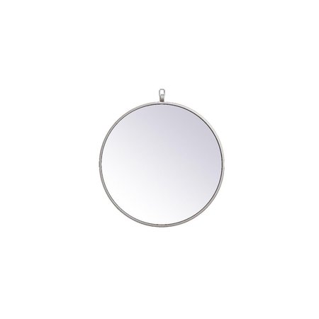BLUEPRINTS 18 in. Metal Frame Round Mirror with Decorative Hook, Silver BL2571278